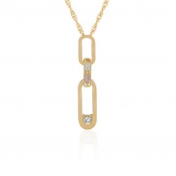 Landstrom’s 10K Yellow Gold Paper Clip Pendant with 2.5mm CZ