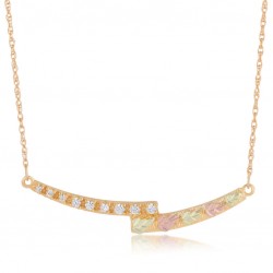 Landstrom’s 10K Yellow Gold Bypass Necklace w CZ