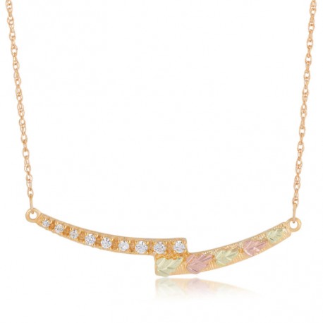 Landstrom’s 10K Yellow Gold Bypass Necklace w CZ