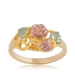 Landstrom’s 10K Black Hills Gold Ladies Ring w 10K Red Gold Rose