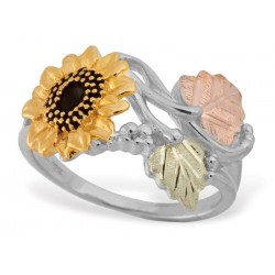 Mt. Rushmore 10K White & Yellow Black Hills Gold Sunflower Ring