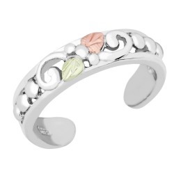 Landstrom's® Black Hills Sterling Silver Adjustable Toe Ring w Two Leaves