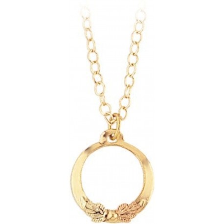 Mt. Rushmore 10K Black Hills Gold Mini Circle Pendant with Chain