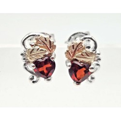 Black Hills Gold Sterling Silver Small Earrings W Garnet