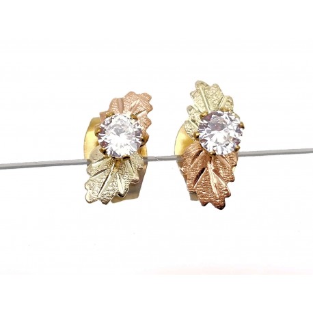 10K Black Hills Gold Jacket Leaves Earrings with CZ