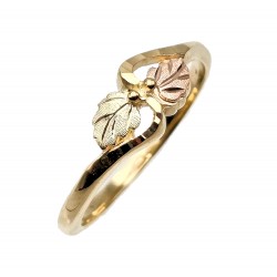 10K Black Hills Gold Ladies Ring with Two Leaves