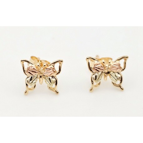 Small 10K Black Hills Gold Butterfly Earrings