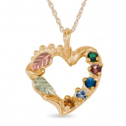Landstrom's® 10K Black Hills Gold Family Mother's Heart Birthstone Pendant 1-4 Stones