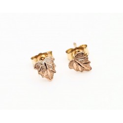 Mini 10K Black Hills Gold Rose Gold Leaves Earrings