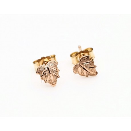 Mini 10K Black Hills Gold Rose Gold Leaves Earrings