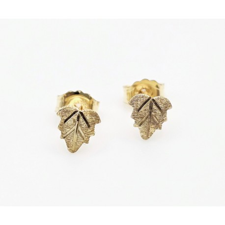 Mini 10K Black Hills Gold Leaf Earrings