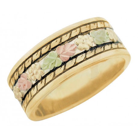 10K Black Hills Gold Ladies Wide Wedding Band Ring