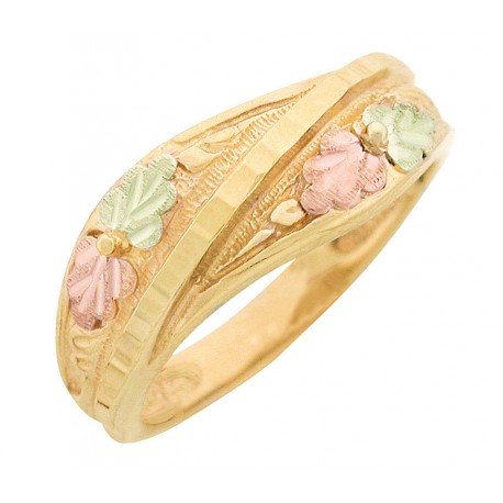 Beautiful 10K Black Hills Gold Ladies Ring w Four Leaves