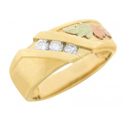 10K Black Hills Gold Men's Ring w Genuine Diamonds