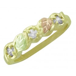 Thin 10K Black Hills Gold Ladies Ring w Cubic Zirconia