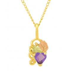 10K Black Hills Gold Small Pendant w Heart Shape Amethyst Color CZ