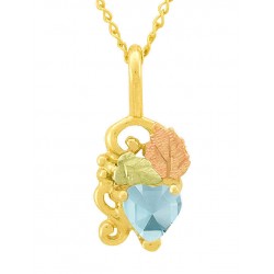 10K Black Hills Gold Small Pendant w Heart Shape Genuine Blue Topaz