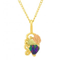 10K Black Hills Gold Small Pendant w Heart Shape Mystic Topaz