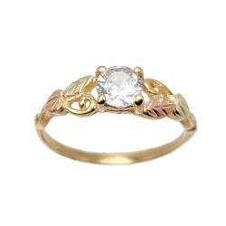 10K Black Hills Gold Ladies Ring w Clear Cubic Zirconium