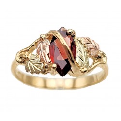 10K Black Hills Gold Ladies Ring with Marquise Garnet