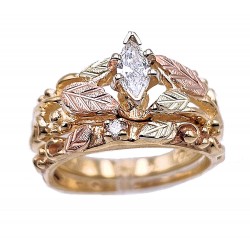 10K Black Hills Gold Engagement Ring Set with Diamond