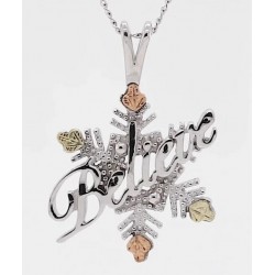 Black Hills Gold Sterling Silver Believe Snowflake Pendant