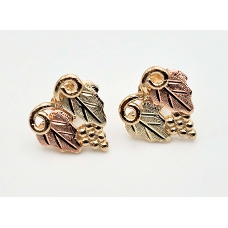 10K Black Hills Gold Post Earrings w Grape Cluster