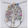 Black Hills Gold Sterling Silver Family Tree Pendant / Brooch w 11 Synthetic Stone