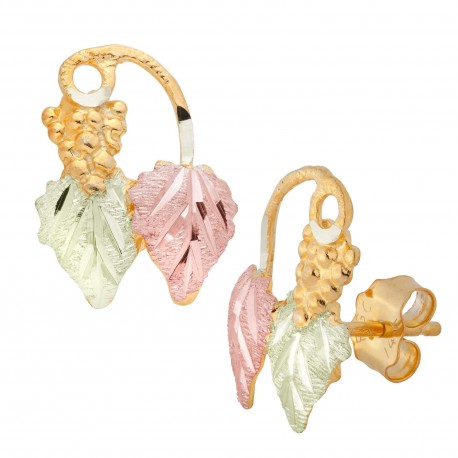 Landstrom’s 10K Black Hills Gold Mini Grapes and Vine Leaf Earrings