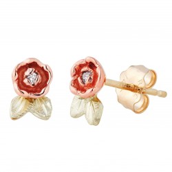 Landstrom’s 10K Black Hills Gold Mini Rose Earrings with Diamond
