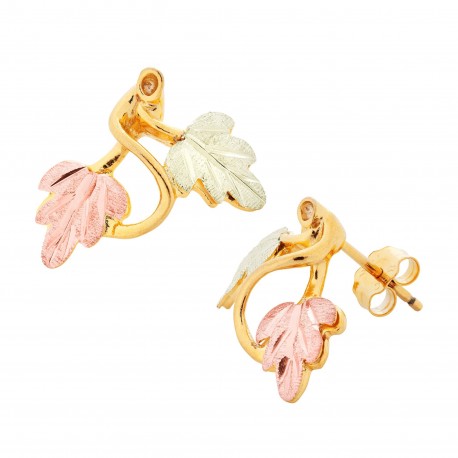 Landstrom’s 10K Black Hills Gold Mini Earrings with Scrolling Vines