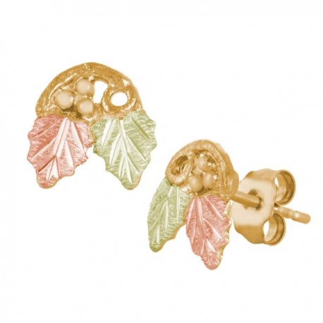 Landstrom’s 10K Black Hills Gold Mini Vine and Grapes Leaves Earrings