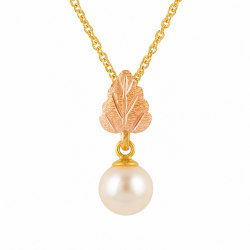 10K Black Hills Gold Pearl Pendant by Mt. Rushmore