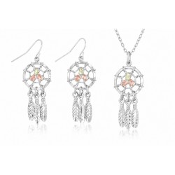 Landstrom's Black Hills Gold on Sterling Silver Dream Catcher Pendant & Earrings Set