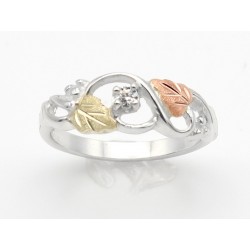 Black Hills Gold on Sterling Silver Ladies Ring with CZ in the Center