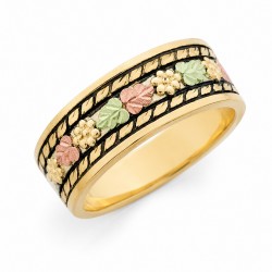 10K Black Hills Gold Ladies Wide Wedding Band Ring