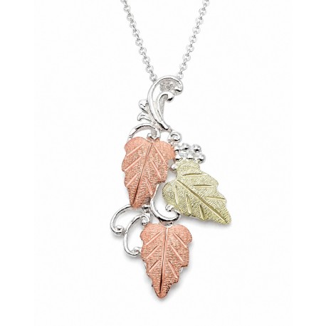 Black Hills Gold Sterling Silver & 10K Gold Leaves Pendant