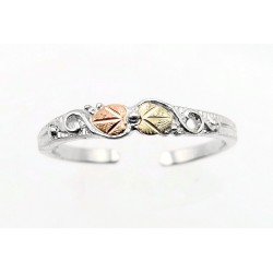 Black Hills Gold Sterling Silver Toe Ring w Two Leaves