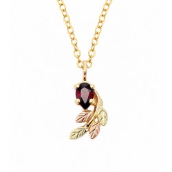 10K Black Hills Gold Small Pendant with Pear Shaped Garnet