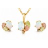 Landstrom's 10K Black Hills Gold Opal and Diamond Pendant & Earrings Set