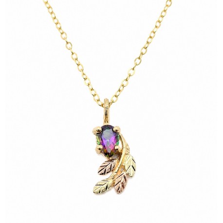 10K Black Hills Gold Small Pendant with Pear Mystic Topaz