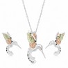 Black Hills Gold on Sterling Silver Hummingbird Pendant & Earrings Set
