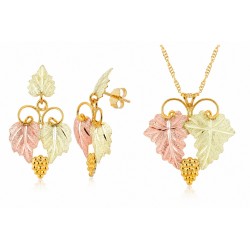 Landstrom&rsquo;s 10K Yellow Gold Vines & Grape Cluster Pendant & Earrings Set
