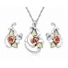 Landstrom's Black Hills Gold on Sterling Silver Flower Pendant & Earrings Set