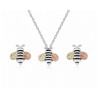 Landstrom's Black Hills Gold Small Sterling Silver Bee Pendant & Earrings Set
