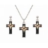 Black Hills Gold on Sterling Silver Antiqued Cross Pendant & Earrings Set