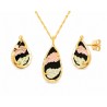 Mt Rushmore 10K Black Hills Gold Pear Shaped Onyx Pendant & Earrings Set