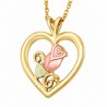 Landstrom's 10K Black Hills Gold Heart Pendant with Rosebud