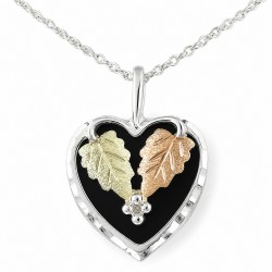 Black Hills Gold Sterling Silver Heart Pendant with Onyx