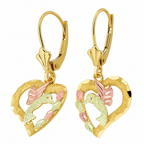 Landstrom's® 10K Black Hills Gold Hummingbird Heart Earrings